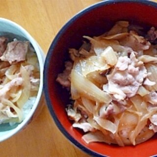 玉ねぎたっぷりの豚丼